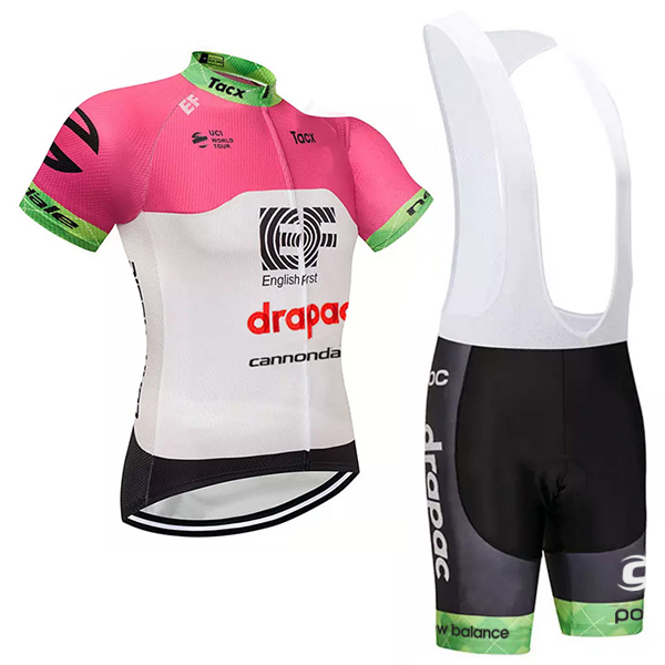 2018 Cannondale Education First-Drapac Rose Fietskleding Set Fietsshirt Korte Mouwen+Koersbroek Kort Bib