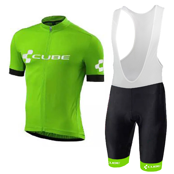 2018 Cube Groen Fietskleding Set Fietsshirt Korte Mouwen+Koersbroek Kort Bib