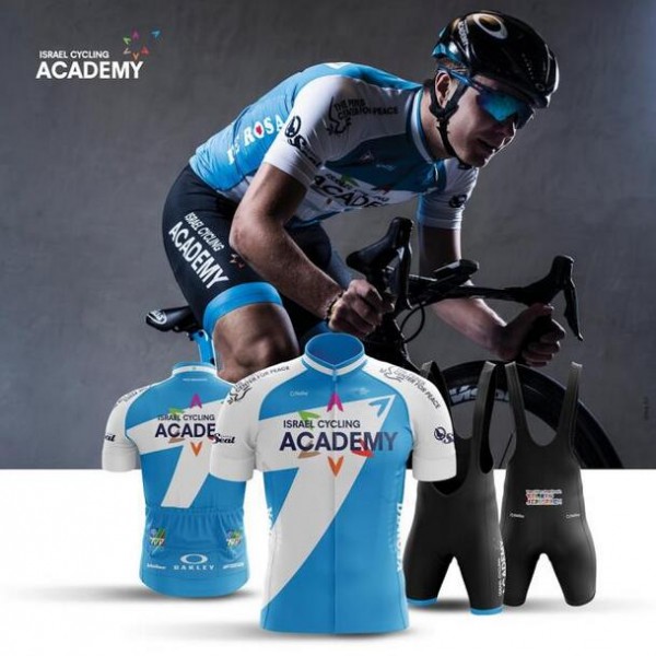 ISRAEL CYCLING ACADEMY Blauw Fietskleding Set Fietsshirt Korte Mouwen+Koersbroek Kort Bib