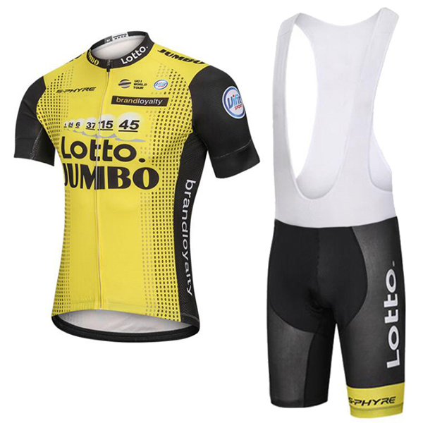 2018 Lotto Jumbo Fietskleding Set Wielershirt Korte Mouw+Korte Fietsbroeken Bib