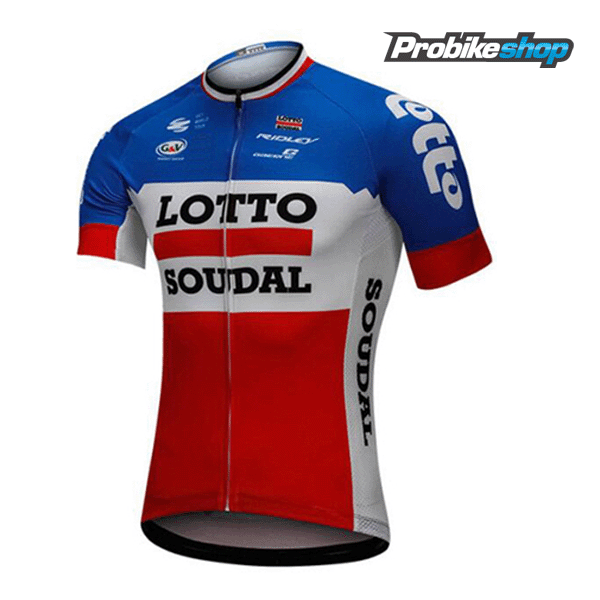 2018 Lotto Soudal Blauw Wit Rood Wielershirt Lange Mouw