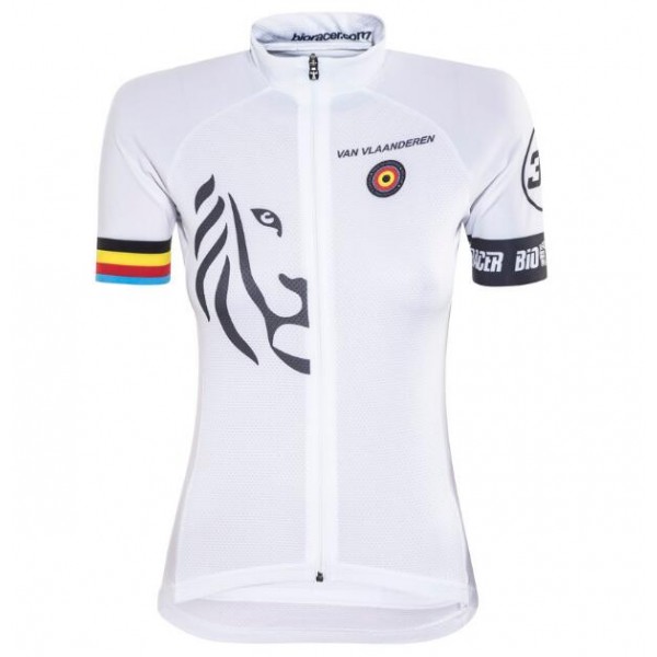 Bioracer Van Vlaanderen Dames Wit Zwart 2018 Wielershirt Korte Mouw