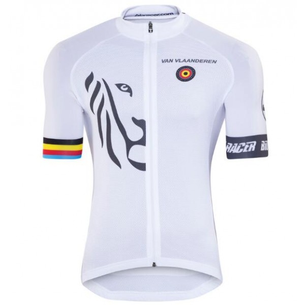 Bioracer Van Vlaanderen Wit Zwart 2018 Wielershirt Korte Mouw