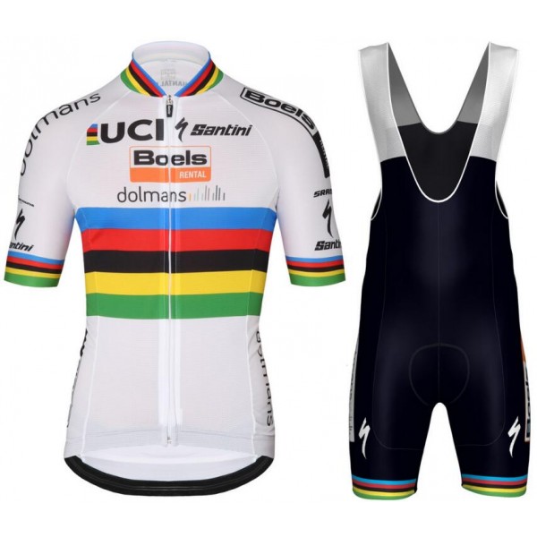 Boels Dolmans 2018 World Champion Fietskleding Set Wielershirt Korte Mouw+Korte Fietsbroeken Bib