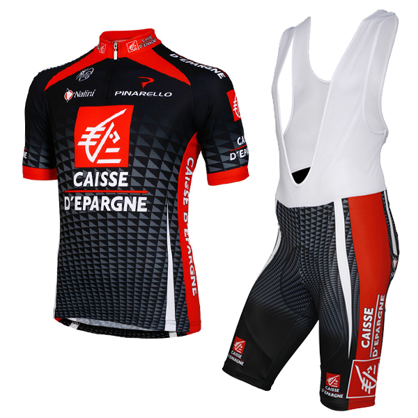 2018 CAISSE D'EPARGNE Fietskleding Set Wielershirt Korte Mouw+Korte Fietsbroeken Bib