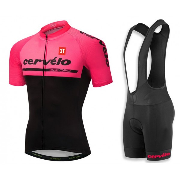 2018 Cervelo 3T Pink Fietskleding Set Wielershirt Korte Mouw+Korte Fietsbroeken Bib