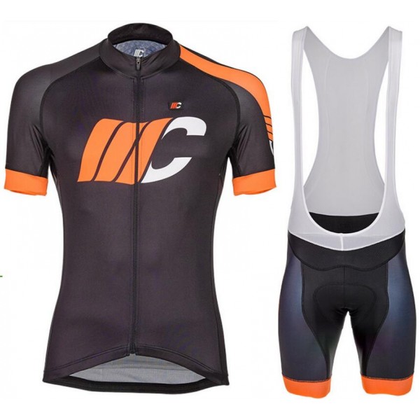 Cipollini Easy Zwart Oranje Fietskleding Set Wielershirt Korte Mouw+Korte Fietsbroeken Bib