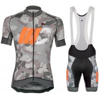 Cipollini Prestige Camo Grijs Oranje Fietskleding Set Wielershirt Korte Mouw+Korte Fietsbroeken Bib