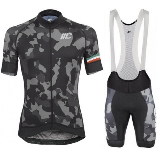 Cipollini Camouflage-Black Green Fietskleding Set Wielershirt Korte Mouw+Korte Fietsbroeken Bib