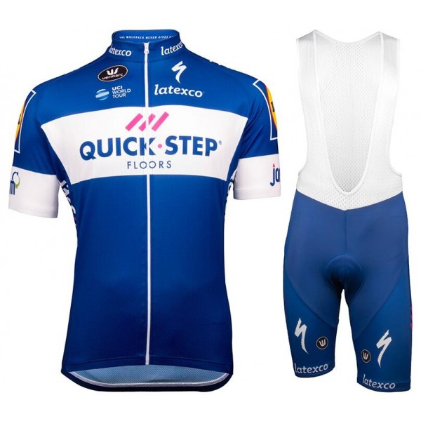 2018 Quick Step Floors Fietskleding Set Wielershirt Korte Mouw+Korte Fietsbroeken Bib