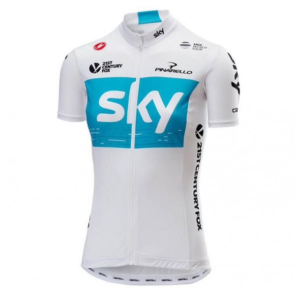 Team Sky 2018 Dame Wit Wielershirt Korte Mouw