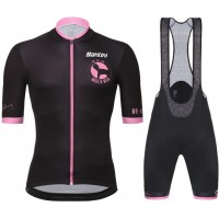 Santini La Maglia Nera 2018 Fietskleding Set Wielershirt Korte Mouw+Korte Fietsbroeken Bib Santini La Maglia Nera 2018 Fietskleding Set Wielershirt Korte Mouw+Korte Fietsbroeken Bib