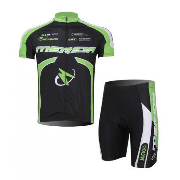 Merida 2014 Wielerkleding Set Wielershirts Korte Mouw+Fietsbroek Zwart Groen