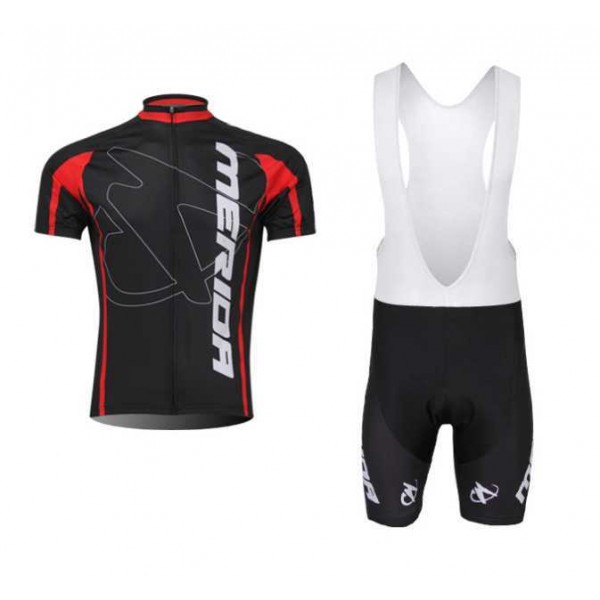 Merida 2014 Fietskleding Set Fietsshirt Met Korte Mouwen+Korte Koersbroek Zwart Rood Wit