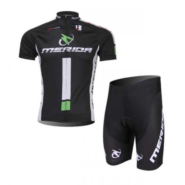 Merida 2014 Wielerkleding Set Wielershirts Korte Mouw+Fietsbroek Zwart Wit