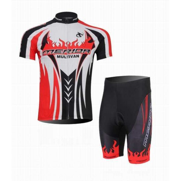 2014 Merida Multivan Teams Wielerkleding Set Set Wielershirts Korte Mouw+Fietsbroek Zwart