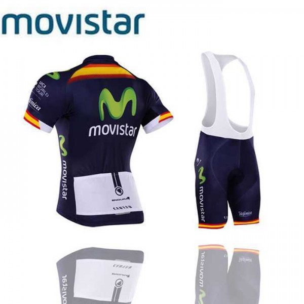 2016 Movistar Fietskleding Set Fietsshirt Met Korte Mouwen+Korte Koersbroek