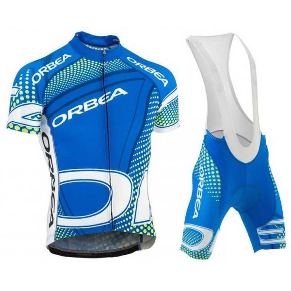 2015 Orbea Blauw Groen Fietskleding Set Fietsshirt Met Korte Mouwen+Korte Koersbroek