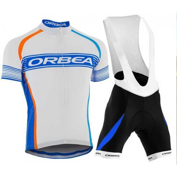 2015 Orbea Wit-Blauw Fietskleding Set Fietsshirt Met Korte Mouwen+Korte Koersbroek