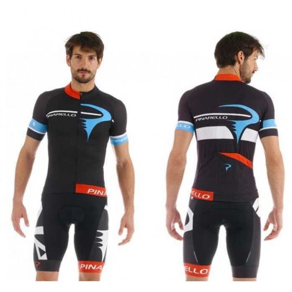 2016 Pinarello Fietskleding Set Fietsshirt Met Korte Mouwen+Korte Koersbroek Zwart Rood Blauw