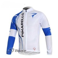 Pinarello Pro Team Wielershirts Lange Mouwen Wit Blauw