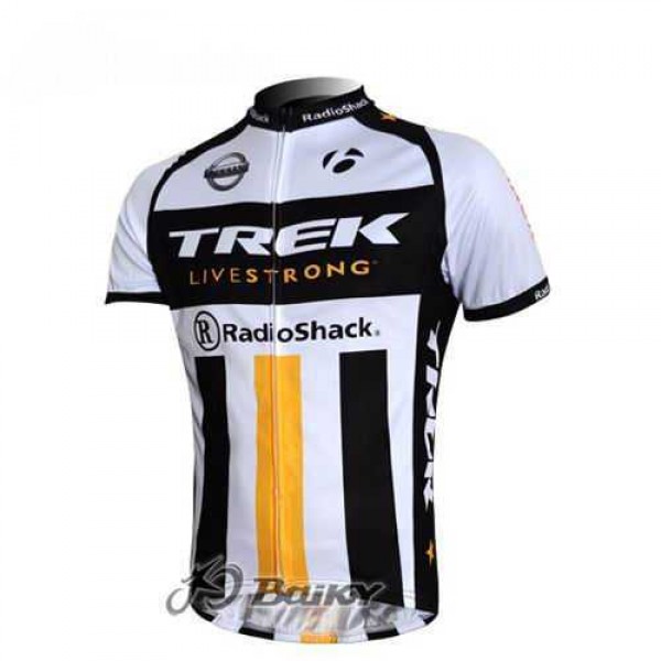 RidioShack Trek Nissan Livestrong Wielershirt Met Korte Mouwen Wit Zwart Geel