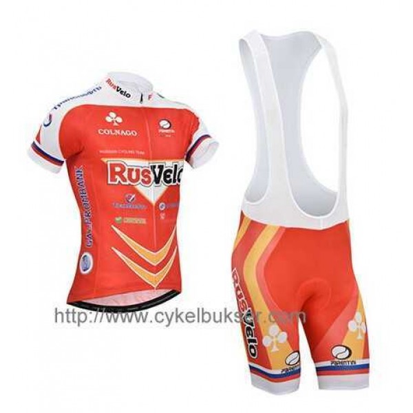 Teams RusVelo 2014 Fietskleding Set Fietsshirt Met Korte Mouwen+Korte Koersbroek