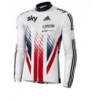 2016 SKY British Winter Wielerkleding Wielershirt Lange Mouw Vliezen Wit Rood Blauw 2016 SKY British Winter Wielerkleding Wielershirt Lange Mouw Vliezen Wit Rood Blauw