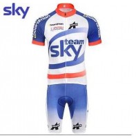 2015 Sky Fietskleding Set Fietsshirt Met Korte Mouwen+Korte Koersbroek Blauw Wit 2015 Sky Fietskleding Set Fietsshirt Met Korte Mouwen+Korte Koersbroek Blauw Wit