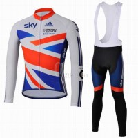 Teams Sky Great Britain Regno Unito Fietskleding Set Wielershirts Lange Mouw+Lange Wielrenbroek Bib Teams Sky Great Britain Regno Unito Fietskleding Set Wielershirts Lange Mouw+Lange Wielrenbroek Bib