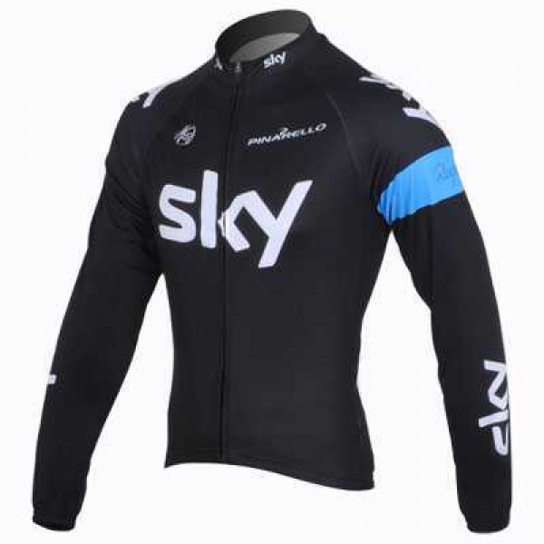 2013 Teams Sky Wielershirt Lange Mouwen Zwart Blauw