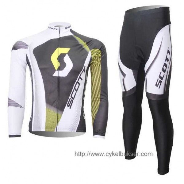 SCOTT RC Pro Wielerkleding Set Wielershirt Lange Mouw+Lange Fietsbroeken Wit Zwart Groen