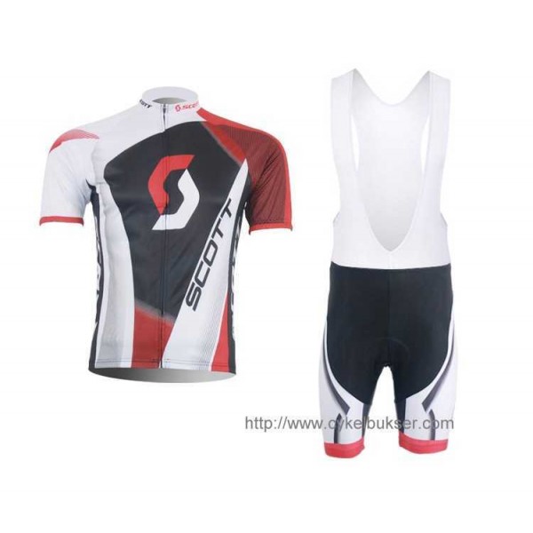 Scott RC Pro Fietskleding Set Fietsshirt Met Korte Mouwen+Korte Koersbroek Wit Zwart Rood