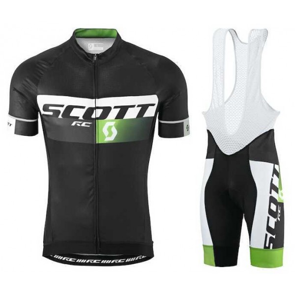 2015 Scott RC Pro Zwart-Groen Fietskleding Set Fietsshirt Met Korte Mouwen+Korte Koersbroek