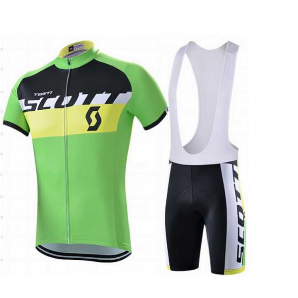 2015 Scott RC Fietskleding Set Fietsshirt Met Korte Mouwen+Korte Koersbroek Groen