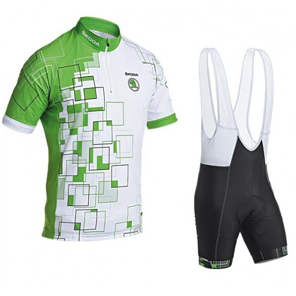 2016 SKODA Fietskleding Set Fietsshirt Met Korte Mouwen+Korte Koersbroek Heren