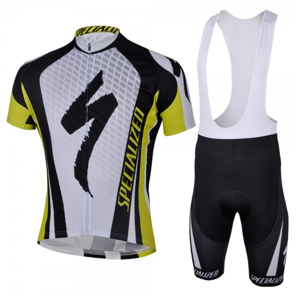 2013 Specialized Wielershirts Korte Mouw+Fietsbroekje Wit Zwart Geel