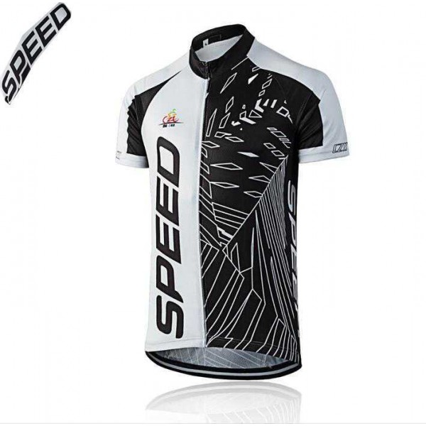 2016 Speed Wielershirt Met Korte Mouwen Zwart Wit