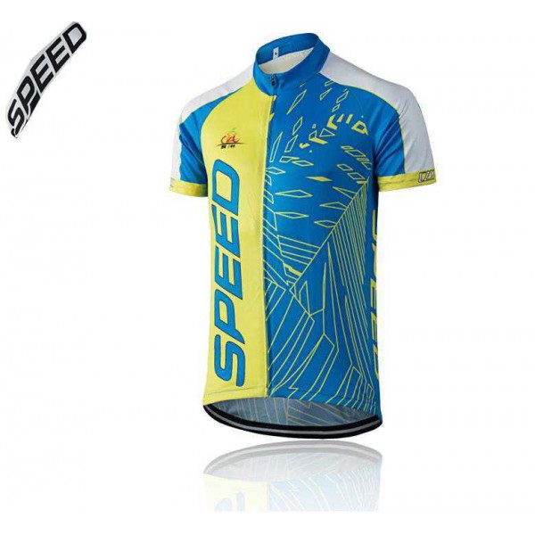 2016 Speed Wielershirt Met Korte Mouwen Blauw Gele