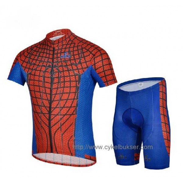 Spider-Man Wielerkleding Set Wielershirts Korte Mouw+Fietsbroek Rood Blauw