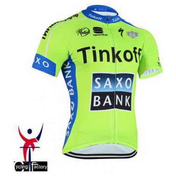 2015 Saxo Bank Tinkoff Wielershirt Met Korte Mouwen Fluorescence