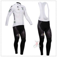 Tour De France Le Coq Sportif 2014 Wielerkleding Set Wielershirt Lange Mouwen+Lange Fietsbroeken Bib Wit