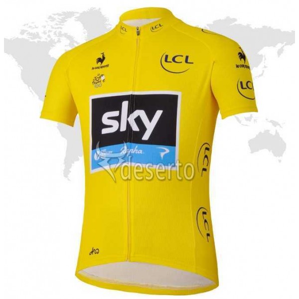 2013 Teams Sky Gele Wielershirt Met Korte Mouwen