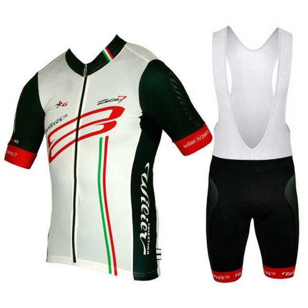 2015 WILIER Fietskleding Set Fietsshirt Met Korte Mouwen+Korte Koersbroek Wit Zwart